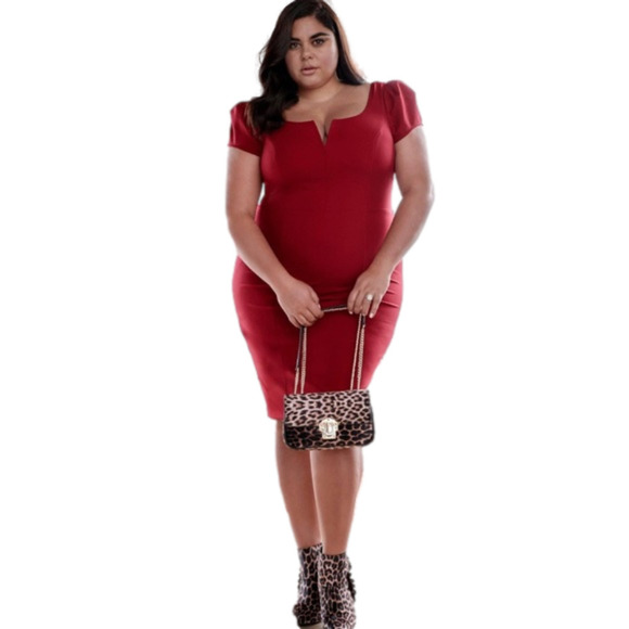 Roxy Earle X Le Chateau Fitted Short Sleeve Bodycon Dress 2 - Picture 2 of 14